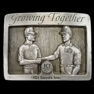 Vintage ICI Seeds Inc. Belt Buckle 1991 Collector Series Growing Together Iowa‎